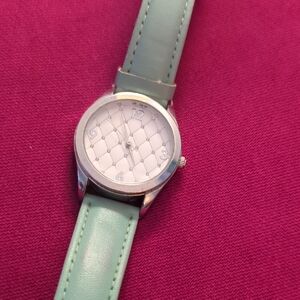 Mint Green Leather Strap Watch